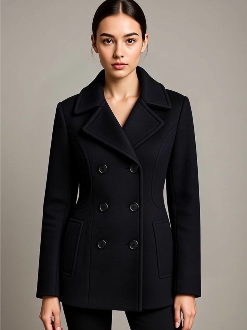 Croft & Barrow Classic Black Peacoat